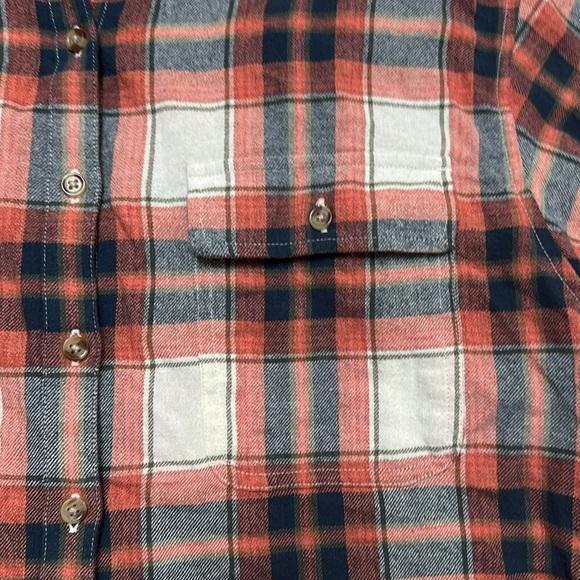 Lucky Brand Flannel Shirt Cropped Fringe 
Long Sleeve Button Up Country Western - Picture 6 of 10
